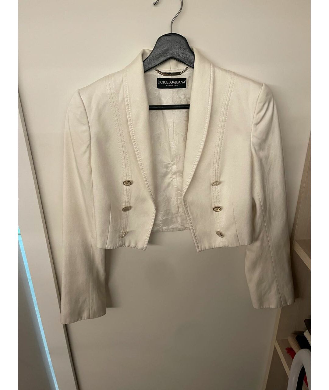 DOLCE&GABBANA Белый шелковый жакет/пиджак, фото 2