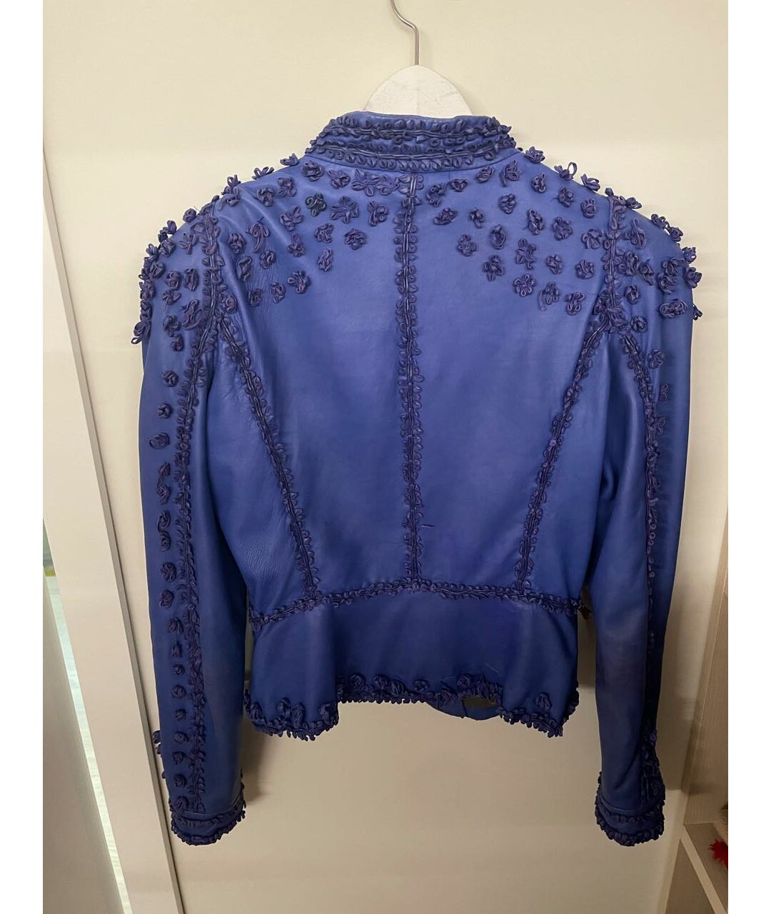 JUST CAVALLI Синяя кожаная куртка, фото 3