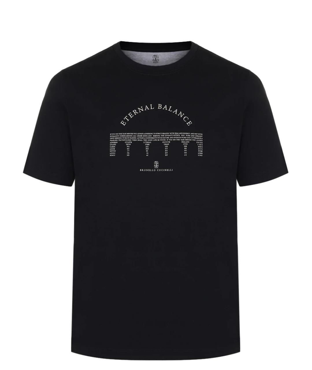 BRUNELLO CUCINELLI Черная хлопковая футболка, фото 1