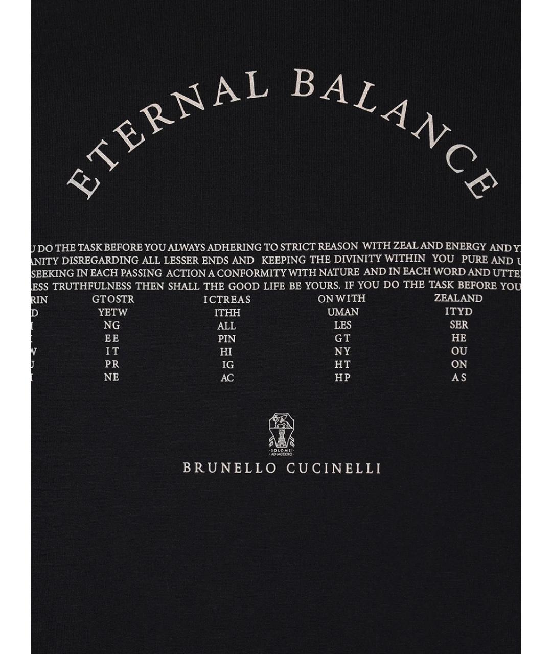 BRUNELLO CUCINELLI Черная хлопковая футболка, фото 3