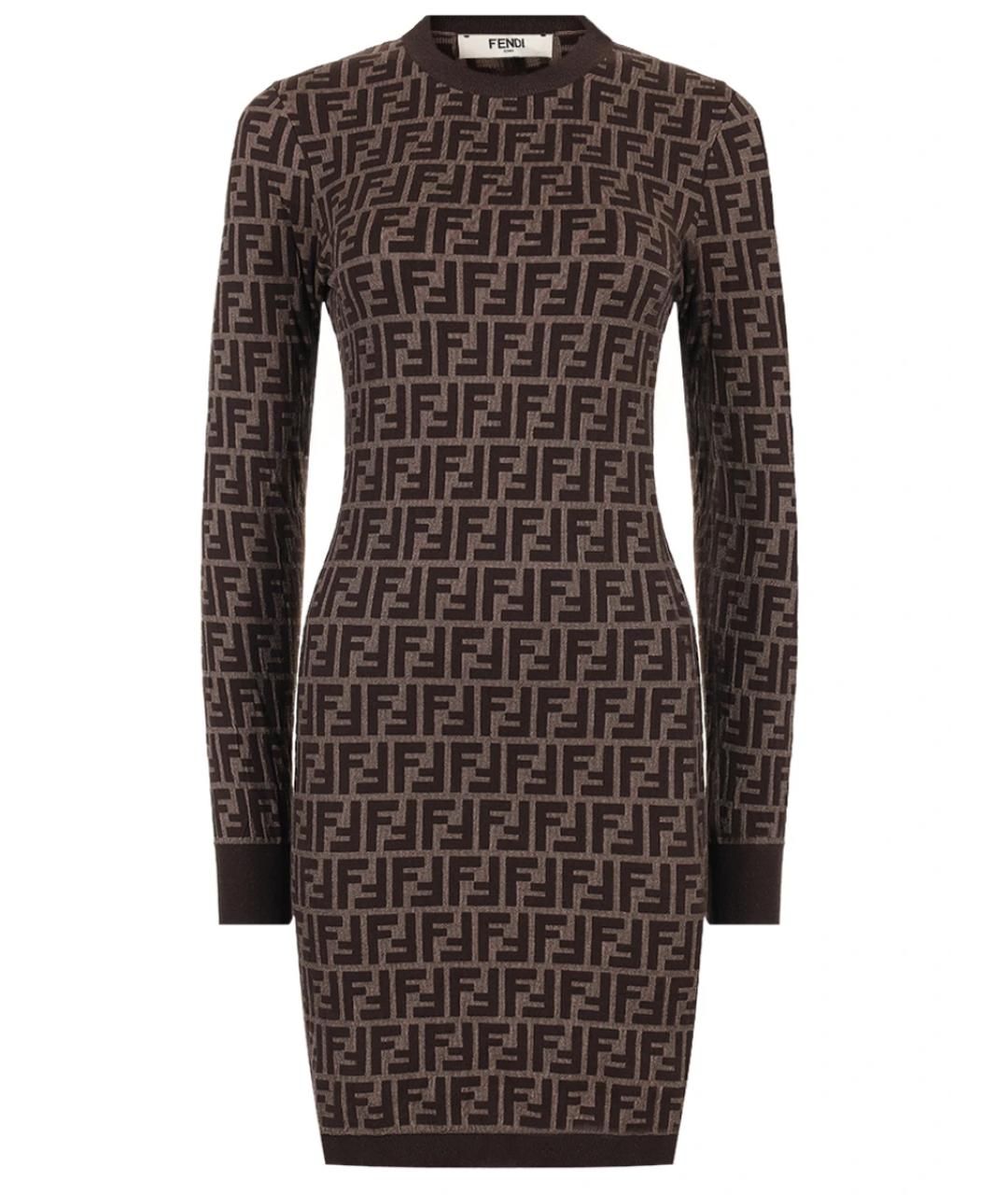 FENDI Коричневое хлопковое повседневное платье, фото 1