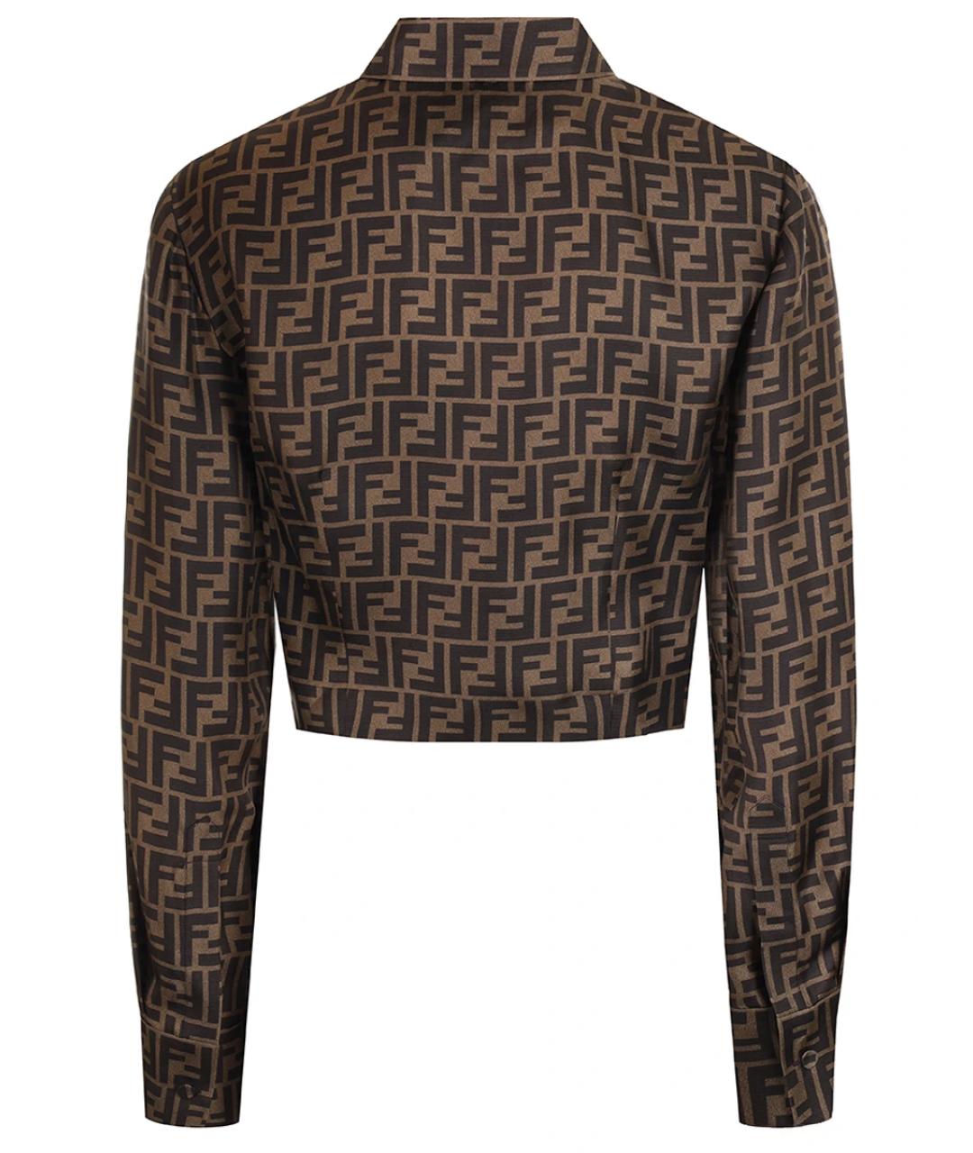 FENDI Коричневая шелковая рубашка, фото 2