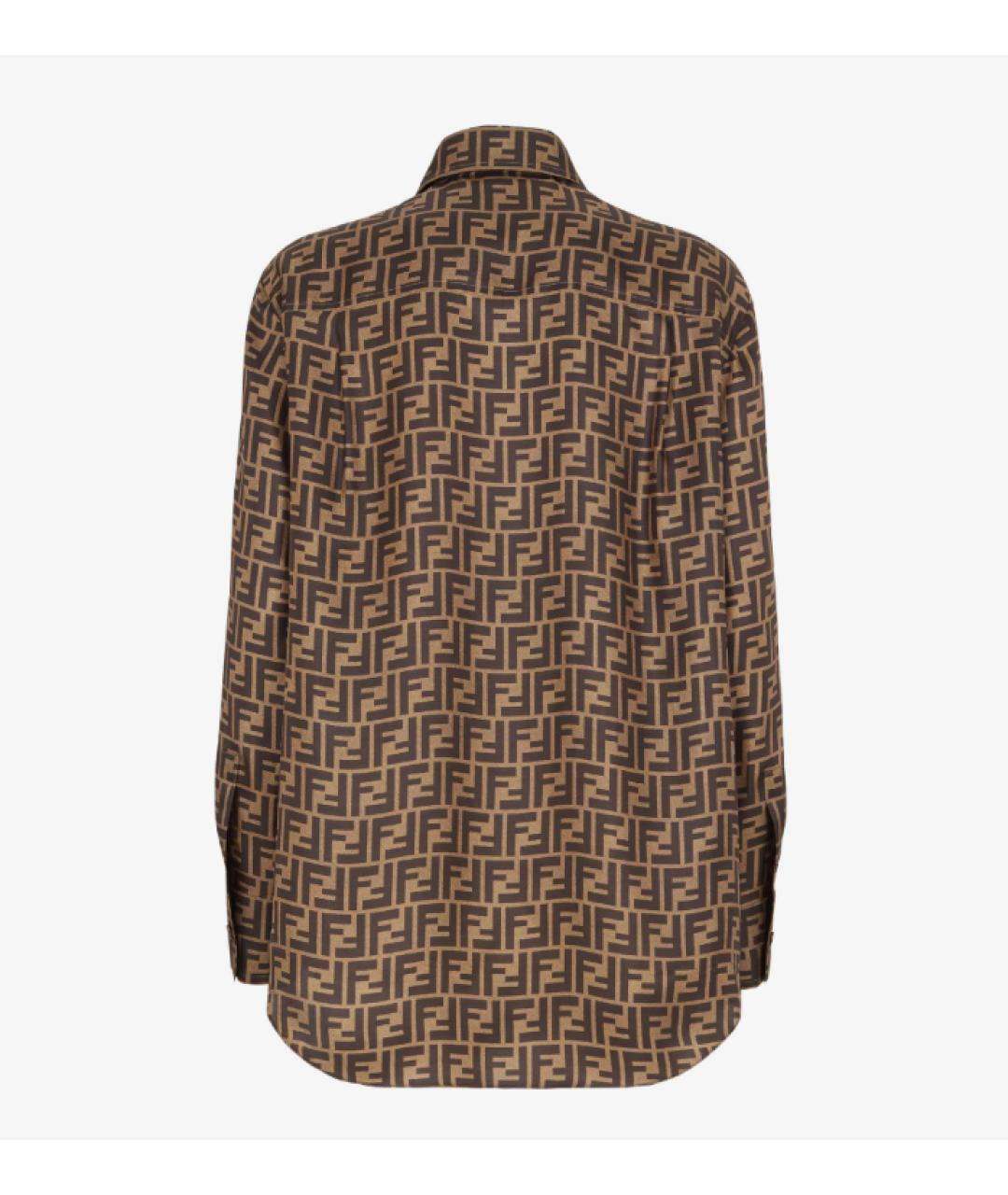 FENDI Коричневая шелковая рубашка, фото 2