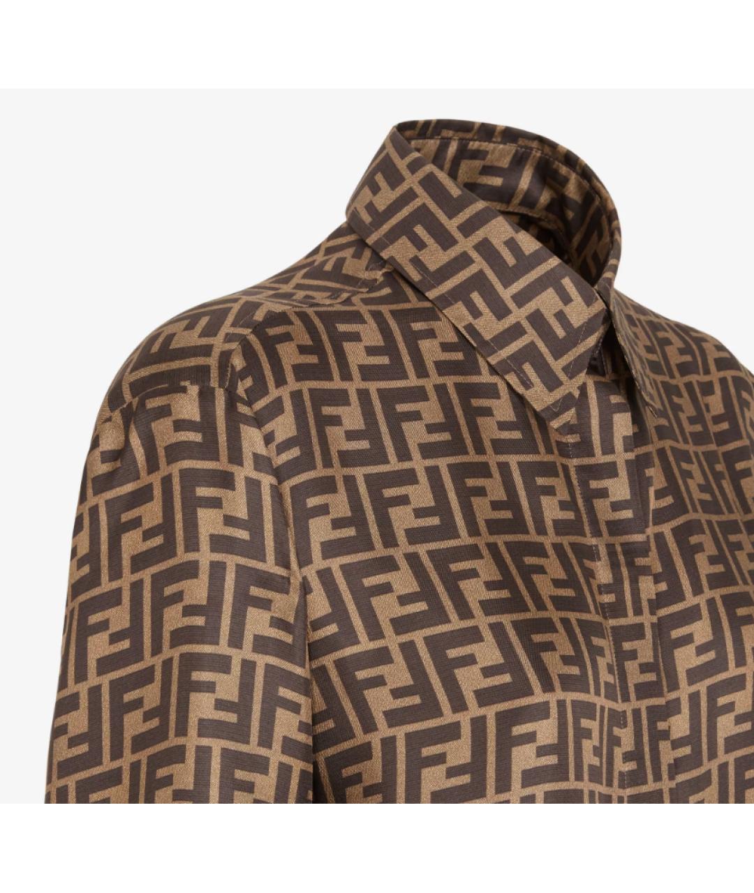 FENDI Коричневая шелковая рубашка, фото 3