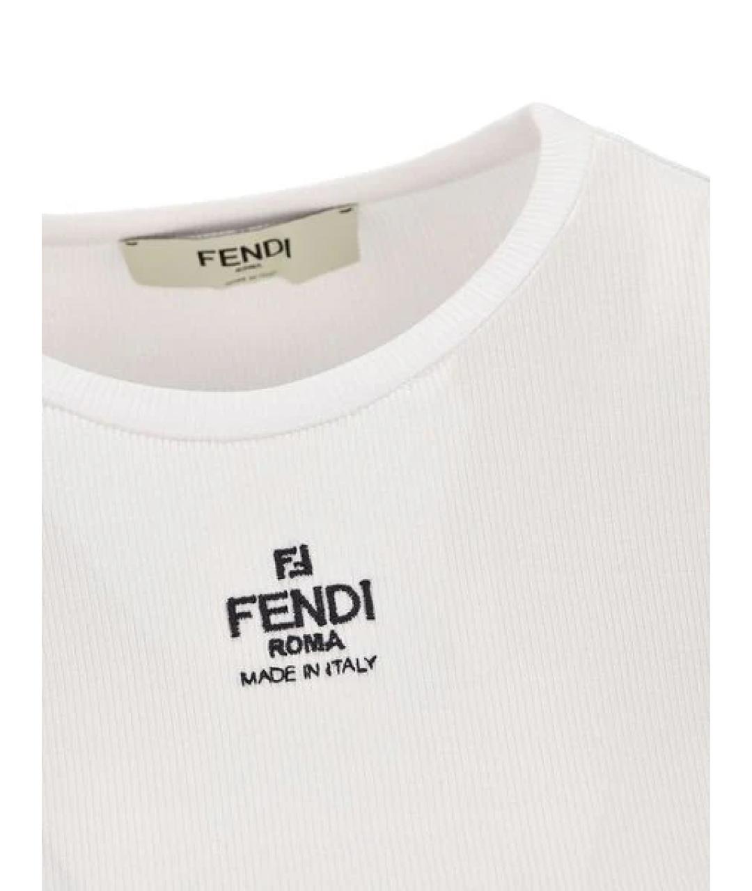 FENDI Белая хлопко-эластановая футболка, фото 3
