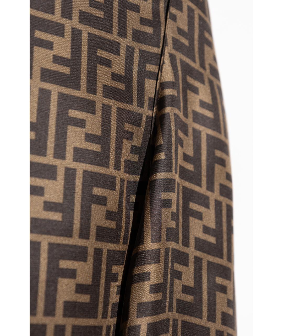 FENDI Коричневая шелковая юбка миди, фото 4