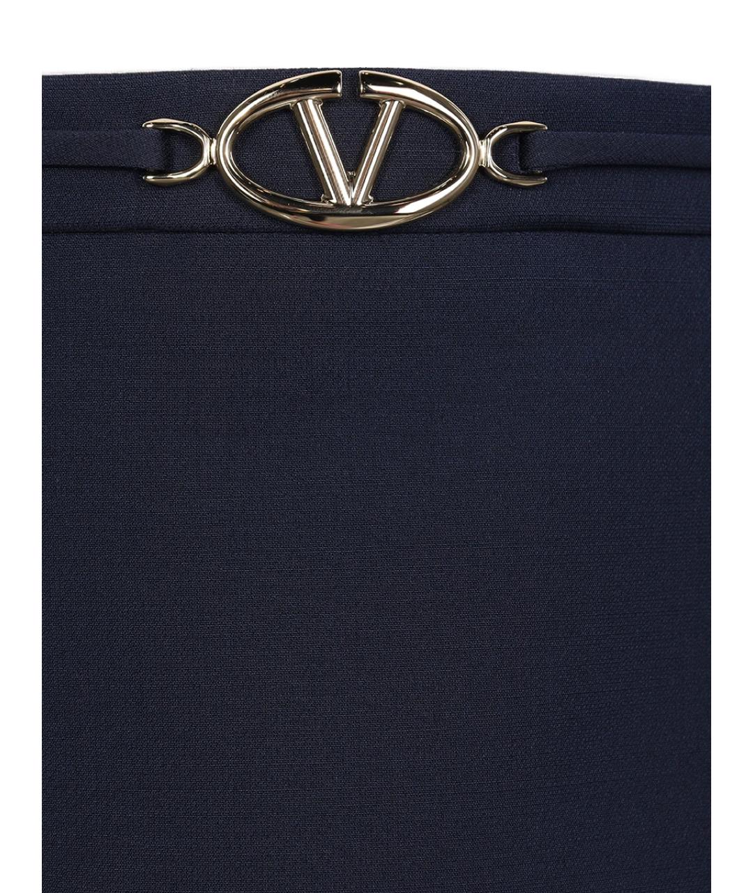 VALENTINO Темно-синяя шерстяная юбка мини, фото 3