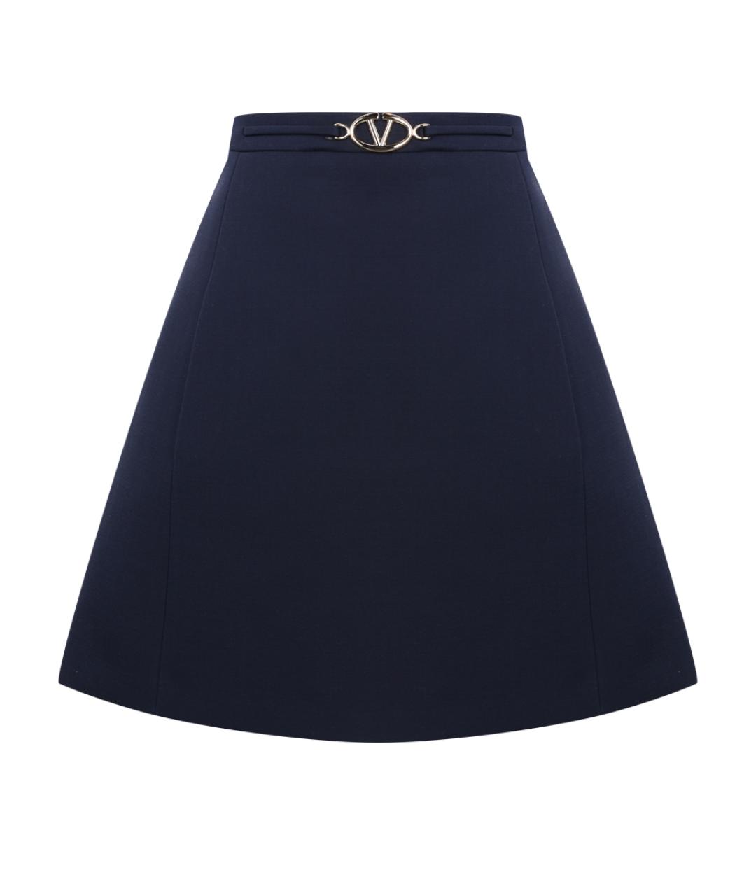 VALENTINO Темно-синяя шерстяная юбка мини, фото 1