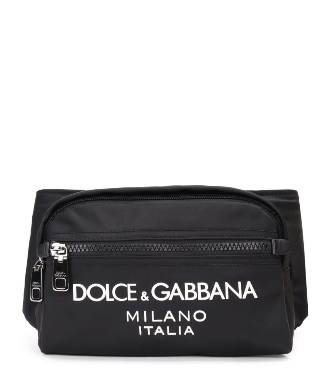 DOLCE&GABBANA Темно-синяя тканевая поясная сумка, фото 1