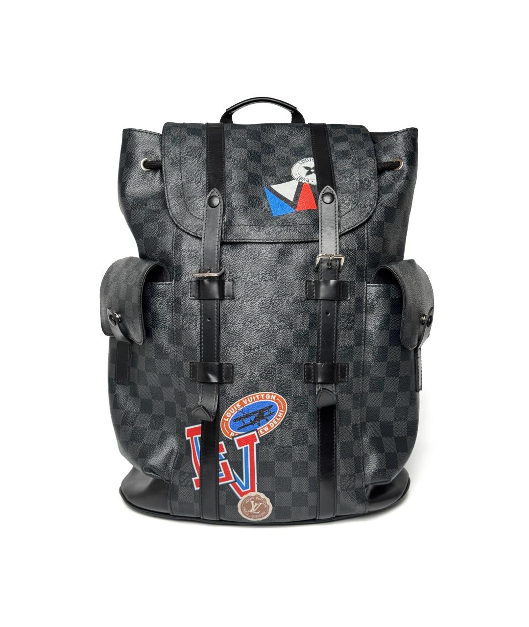 LOUIS VUITTON Черный кожаный рюкзак, фото 10