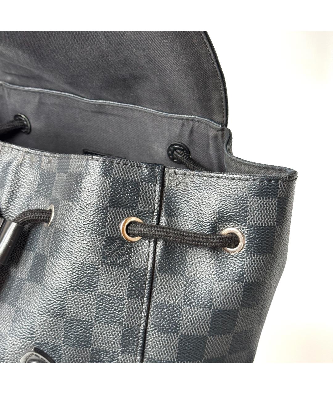 LOUIS VUITTON Черный кожаный рюкзак, фото 9
