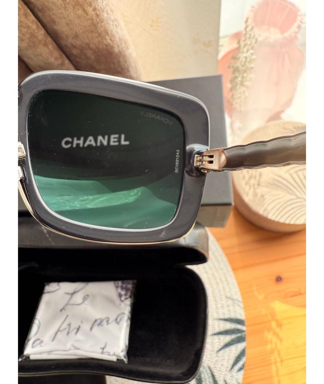 CHANEL Темно-синие пластиковые солнцезащитные очки, фото 6
