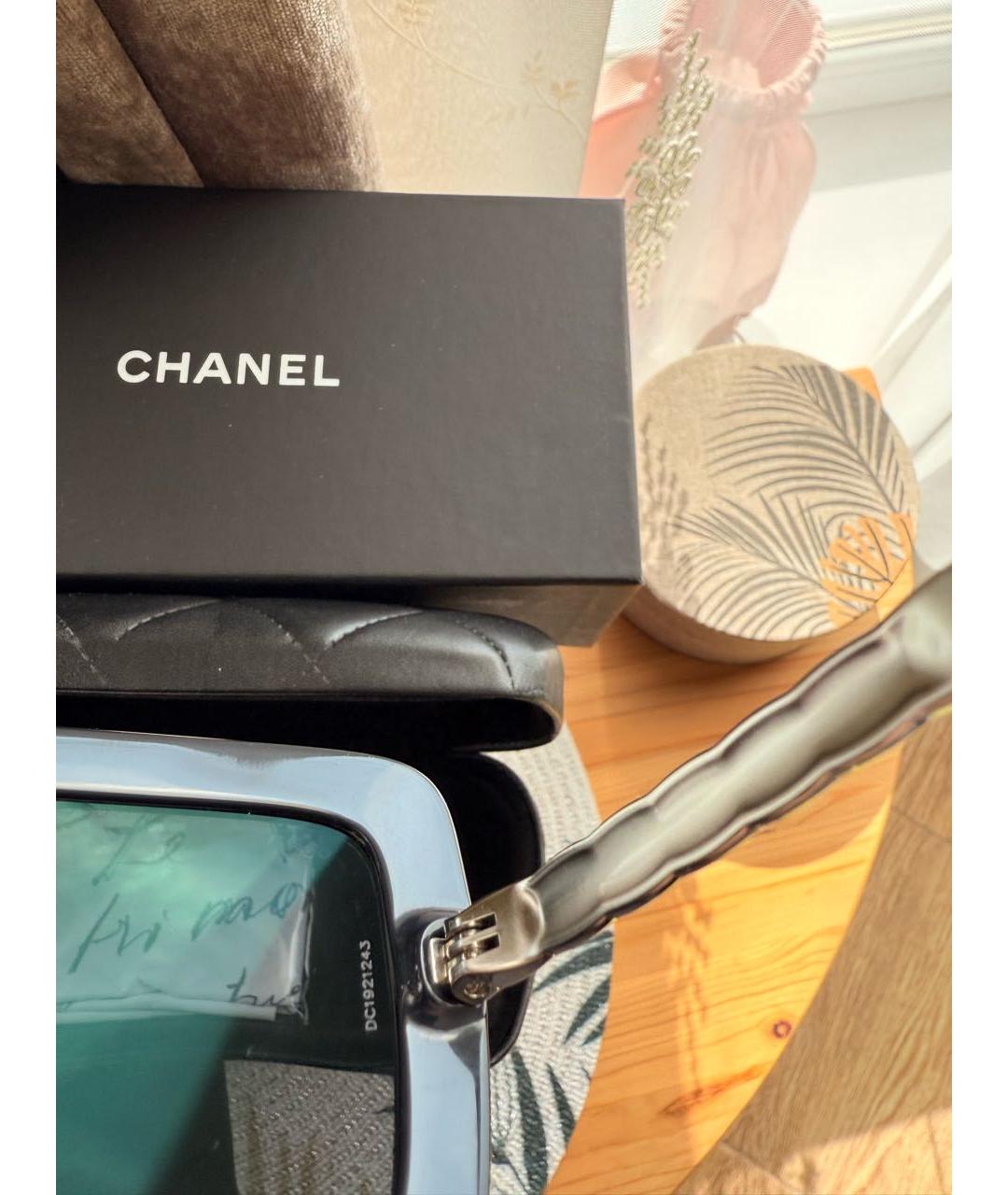 CHANEL Темно-синие пластиковые солнцезащитные очки, фото 4