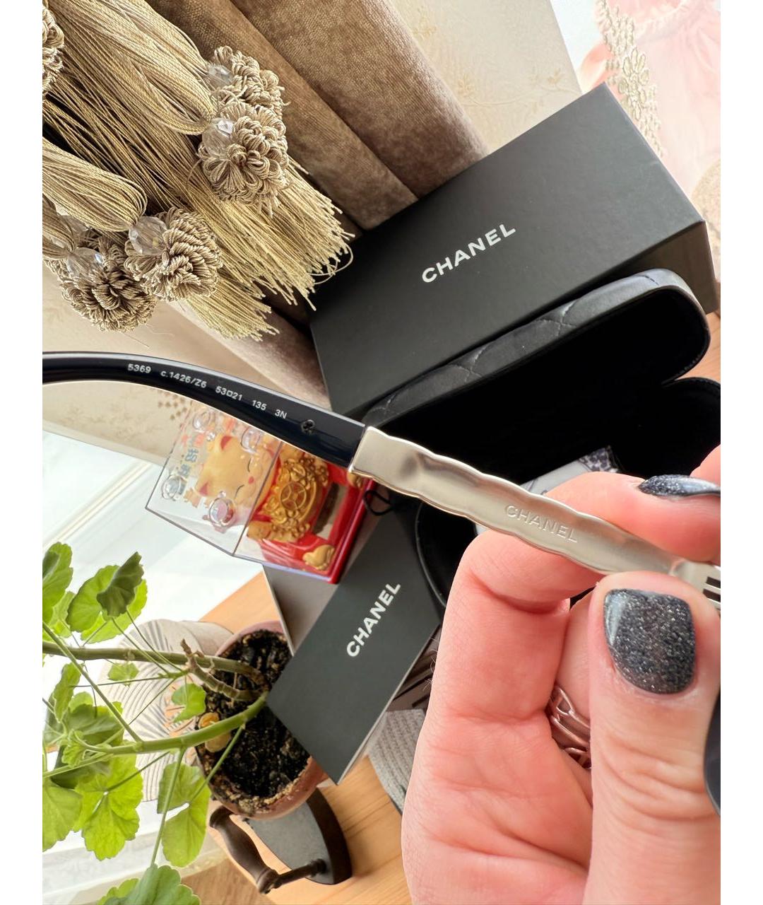 CHANEL Темно-синие пластиковые солнцезащитные очки, фото 3