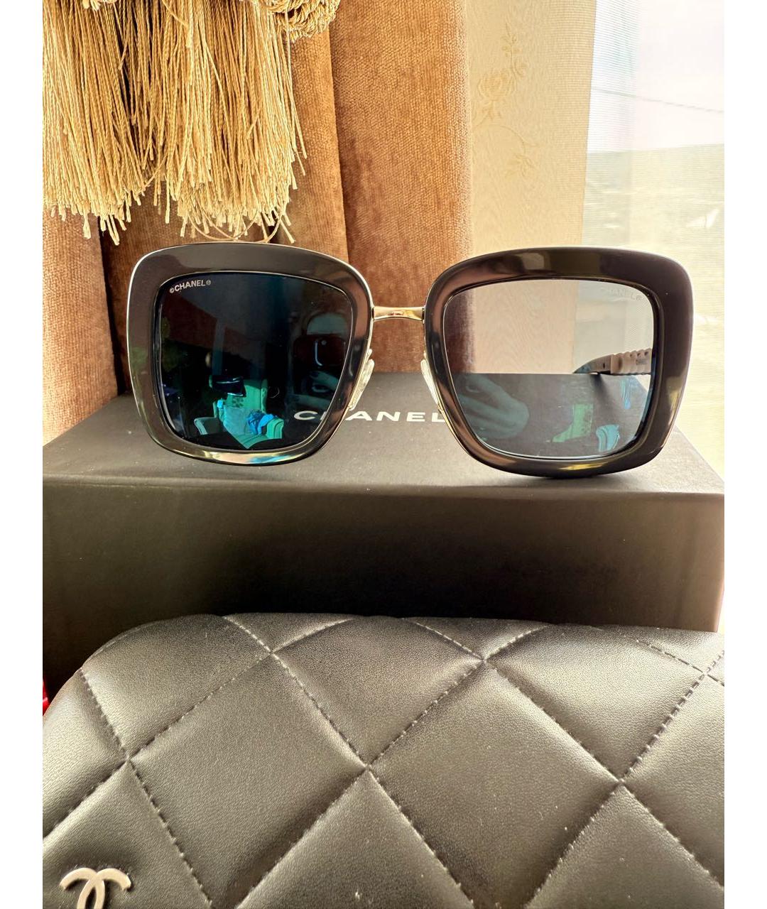 CHANEL Темно-синие пластиковые солнцезащитные очки, фото 8