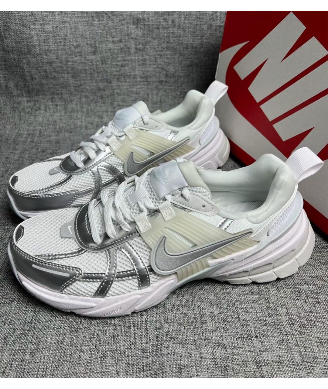 NIKE Белые текстильные низкие кроссовки / кеды, фото 5
