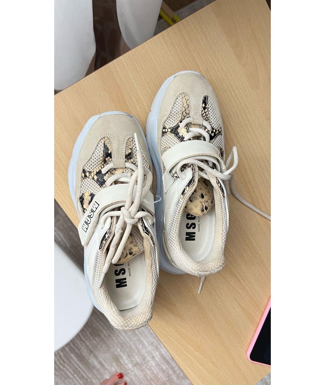 MSGM Бежевые замшевые кроссовки, фото 3