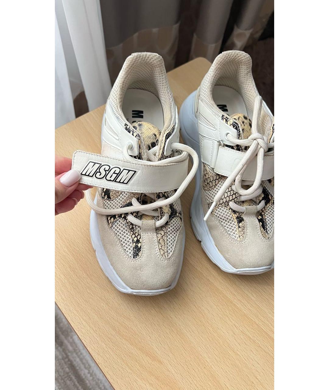 MSGM Бежевые замшевые кроссовки, фото 5