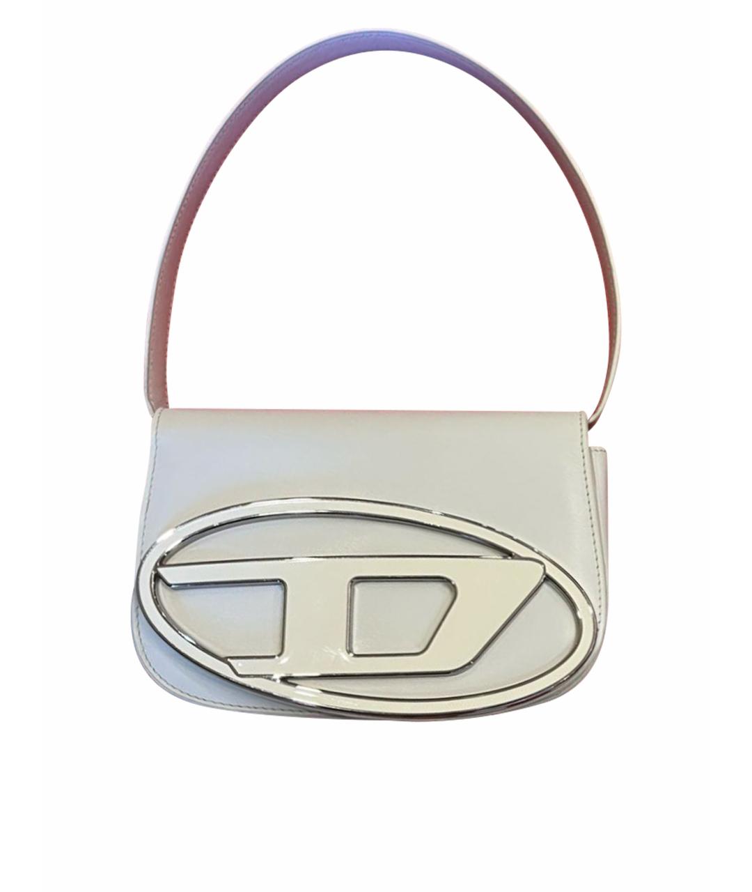 DIESEL Белая кожаная сумка с короткими ручками, фото 1