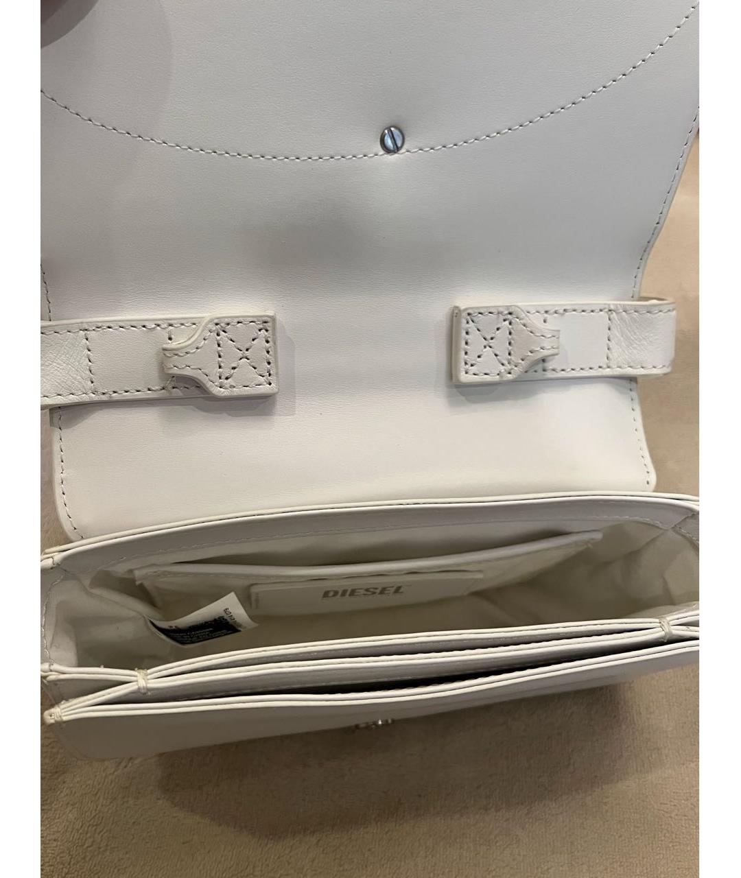 DIESEL Белая кожаная сумка с короткими ручками, фото 4