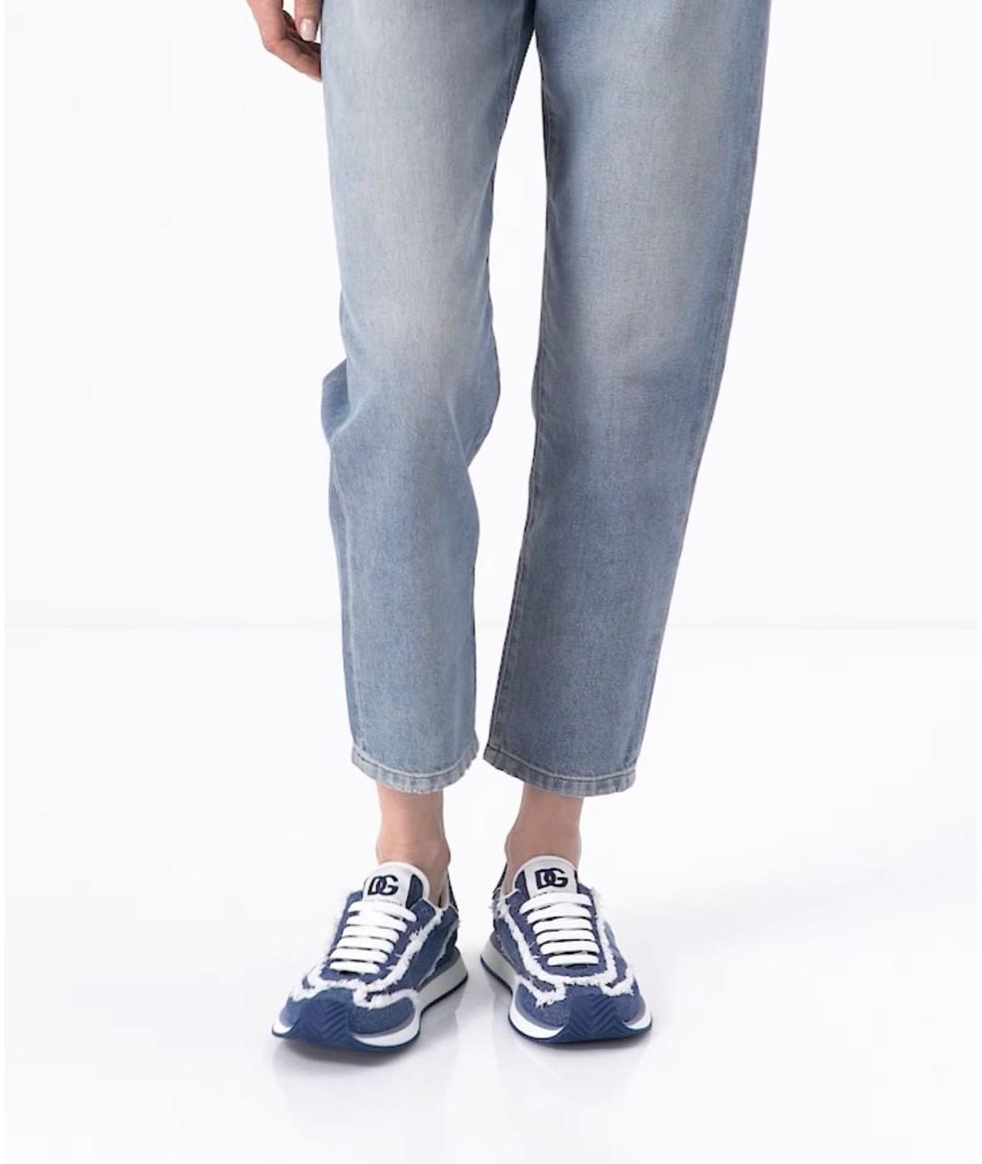 DOLCE&GABBANA Голубые текстильные кроссовки, фото 5