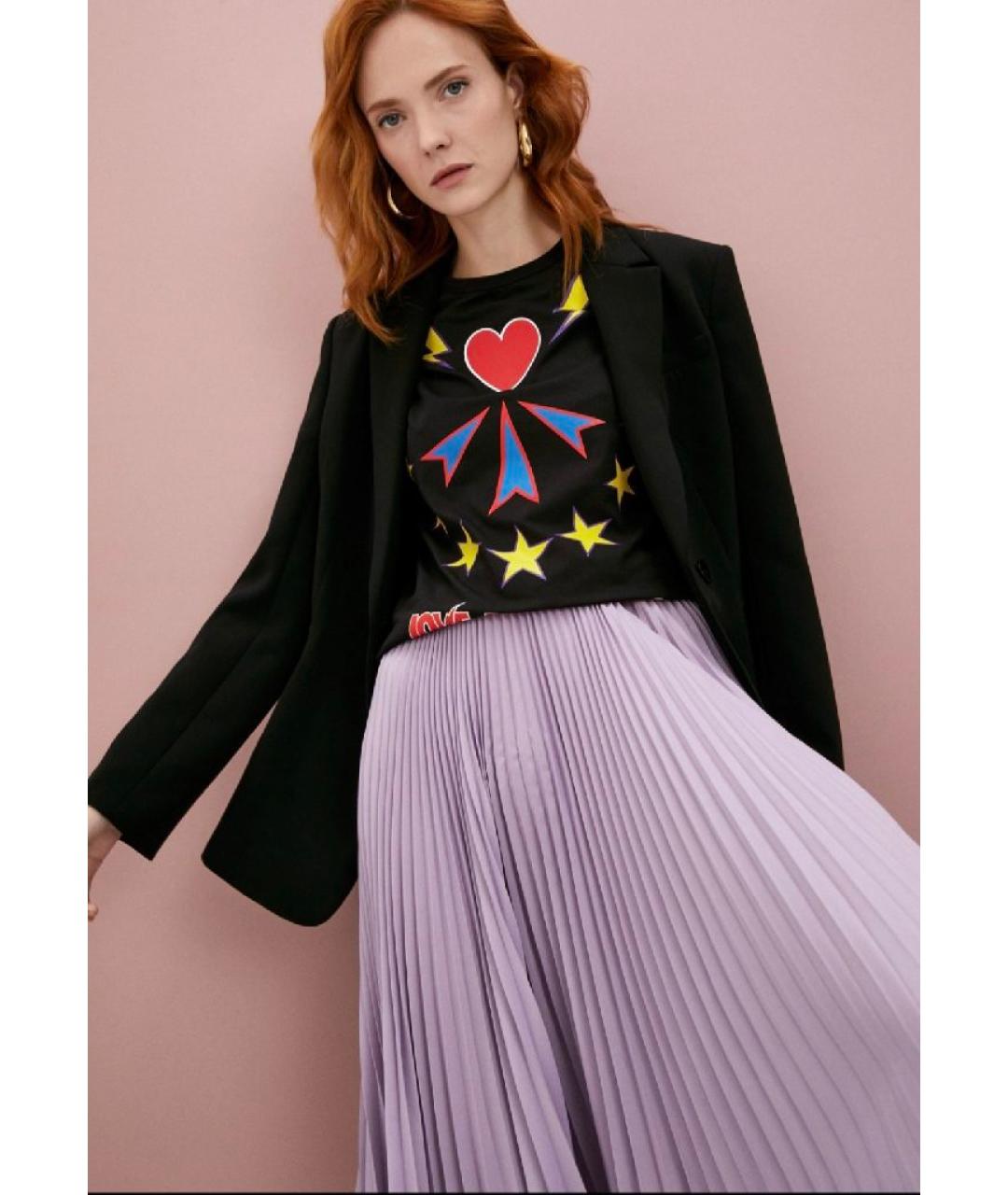 LOVE MOSCHINO Мульти хлопко-эластановая футболка, фото 2