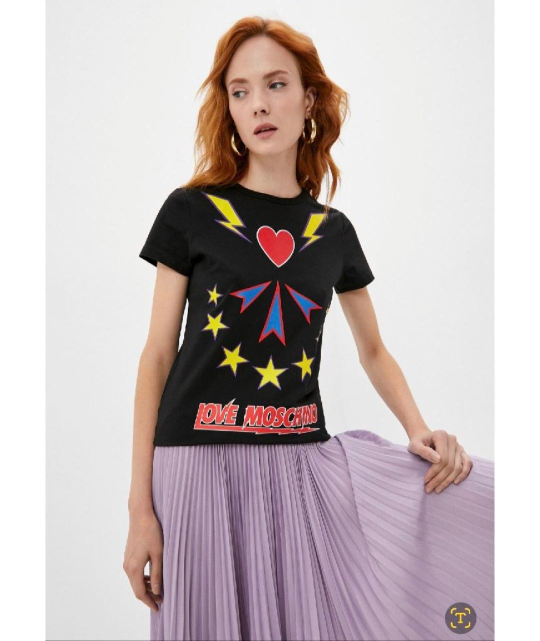 LOVE MOSCHINO Мульти хлопко-эластановая футболка, фото 3