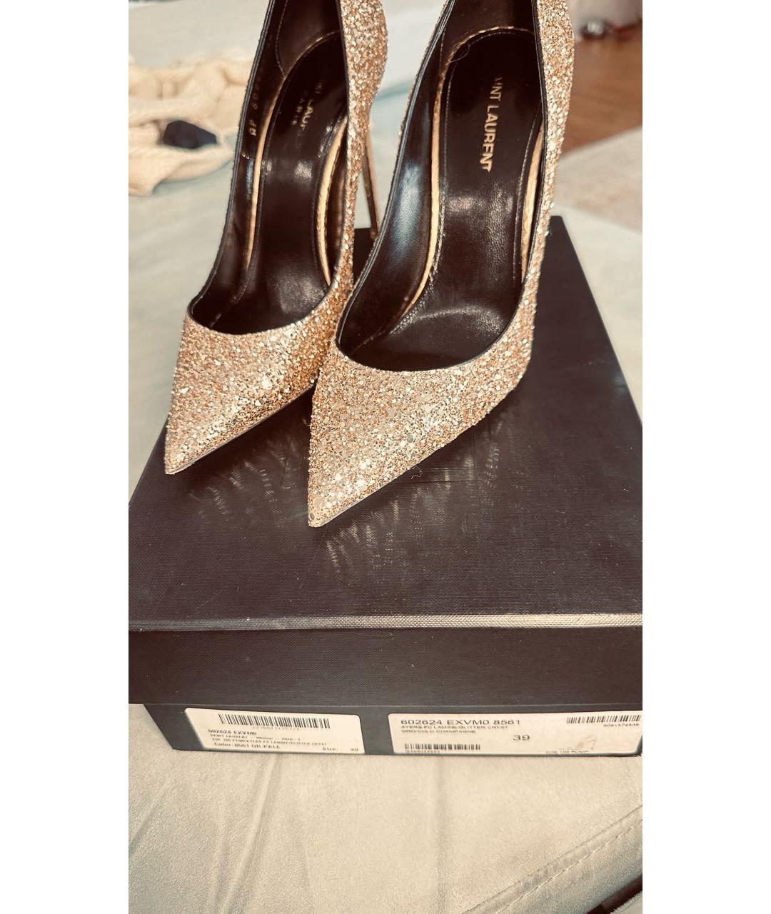 SAINT LAURENT Золотые туфли, фото 3