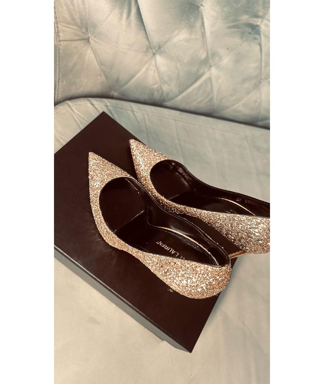 SAINT LAURENT Золотые туфли, фото 4