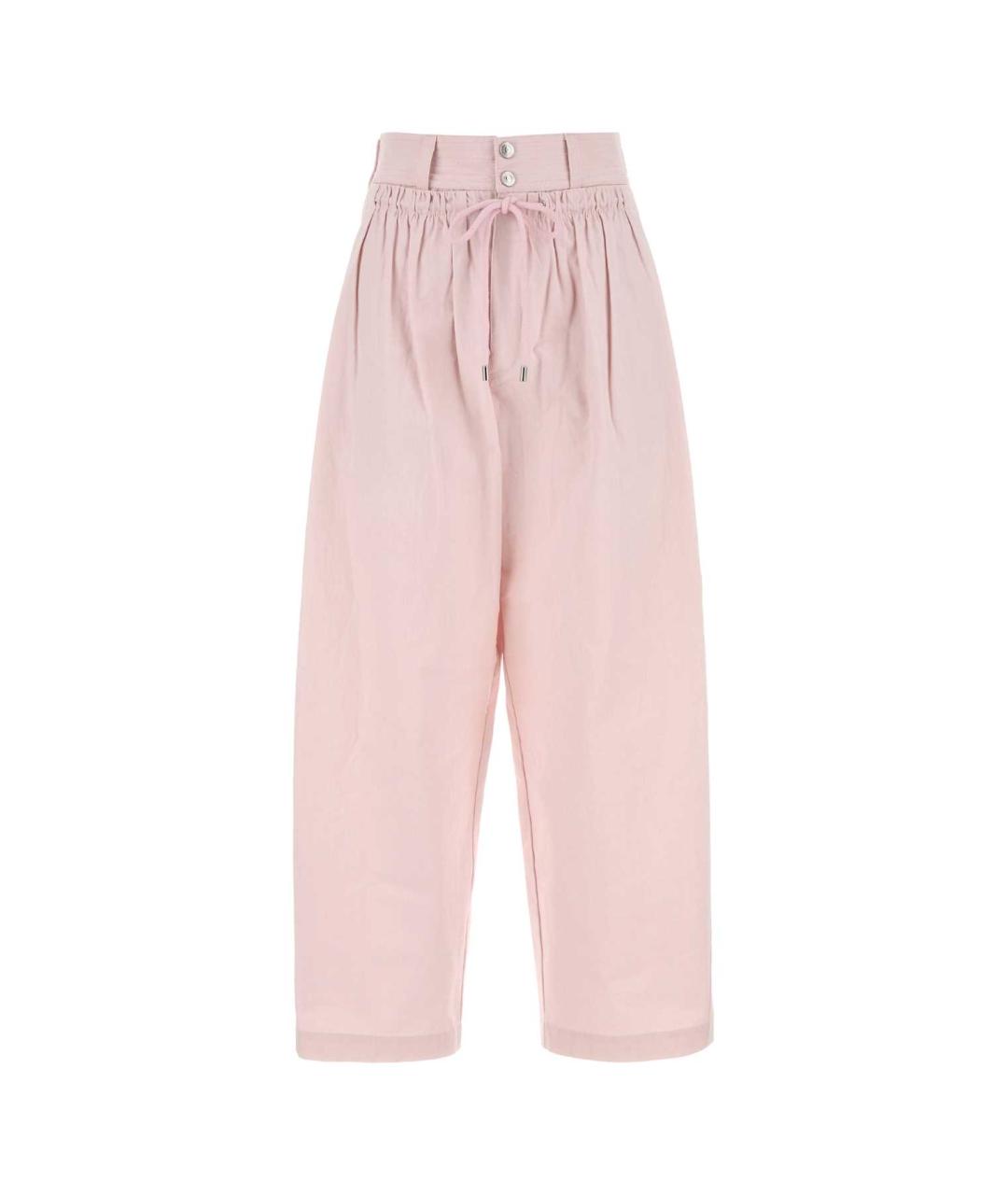 ISABEL MARANT Розовые хлопковые прямые брюки, фото 1