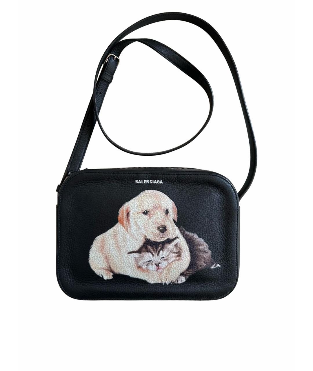 BALENCIAGA Черная кожаная сумка через плечо, фото 1