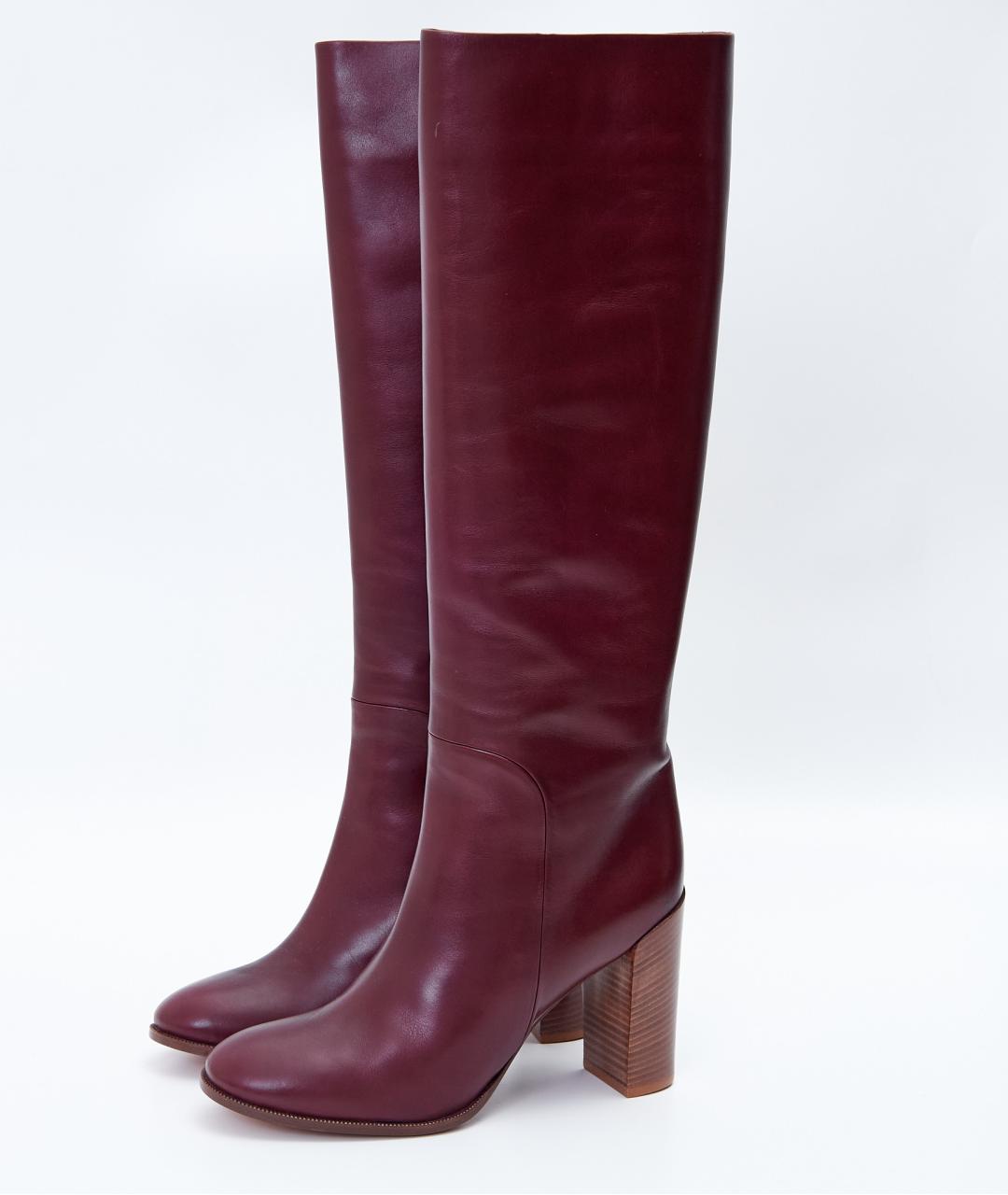 CELINE Бордовые кожаные сапоги, фото 2