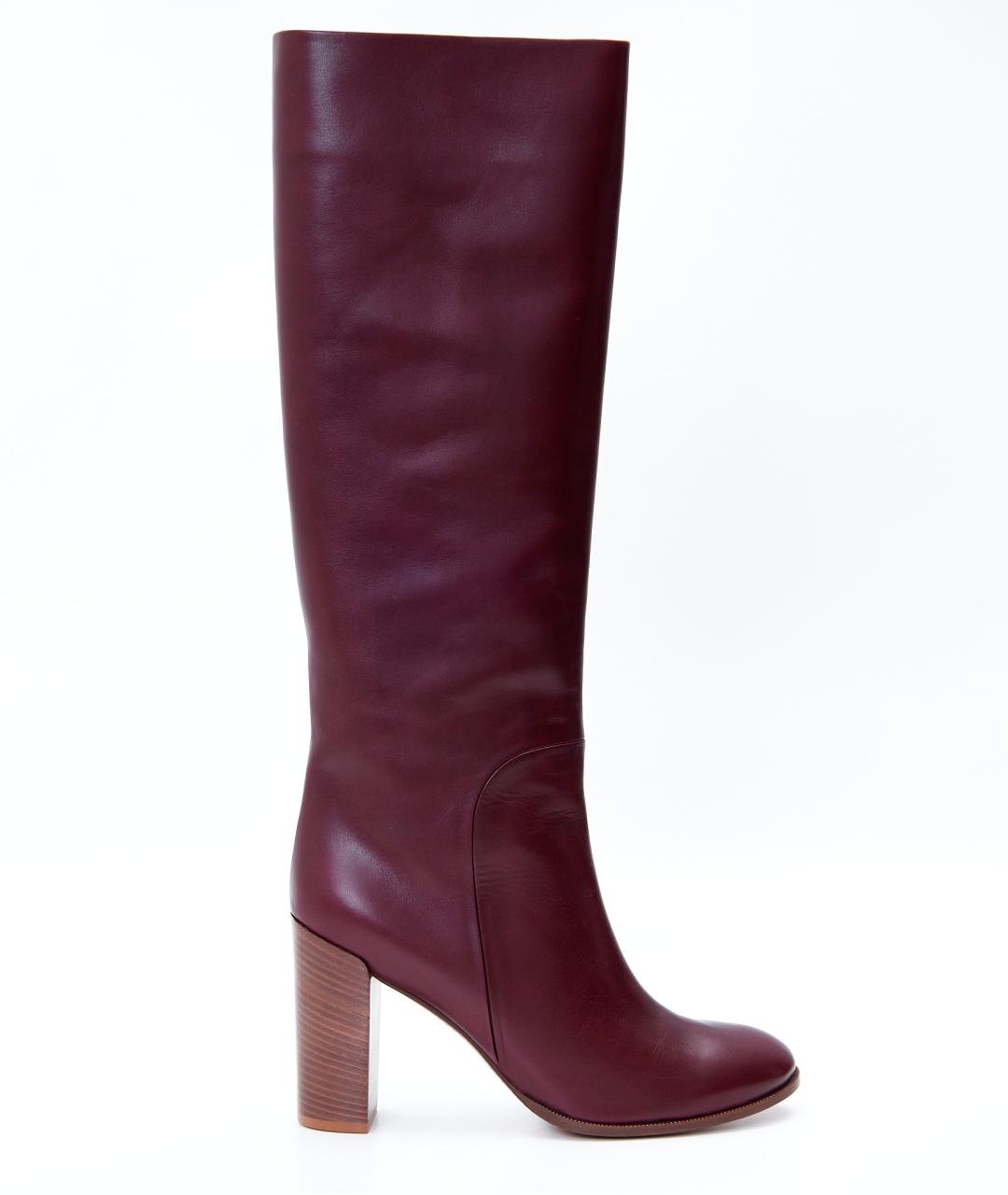 CELINE Бордовые кожаные сапоги, фото 8