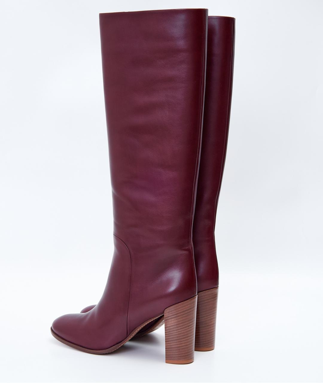 CELINE Бордовые кожаные сапоги, фото 3