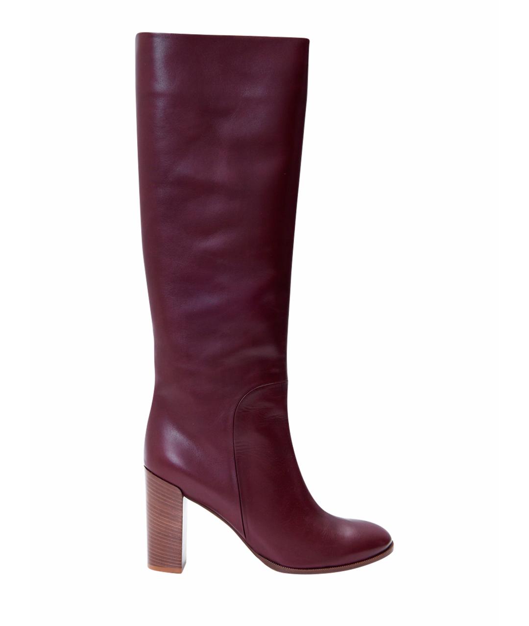 CELINE Бордовые кожаные сапоги, фото 1