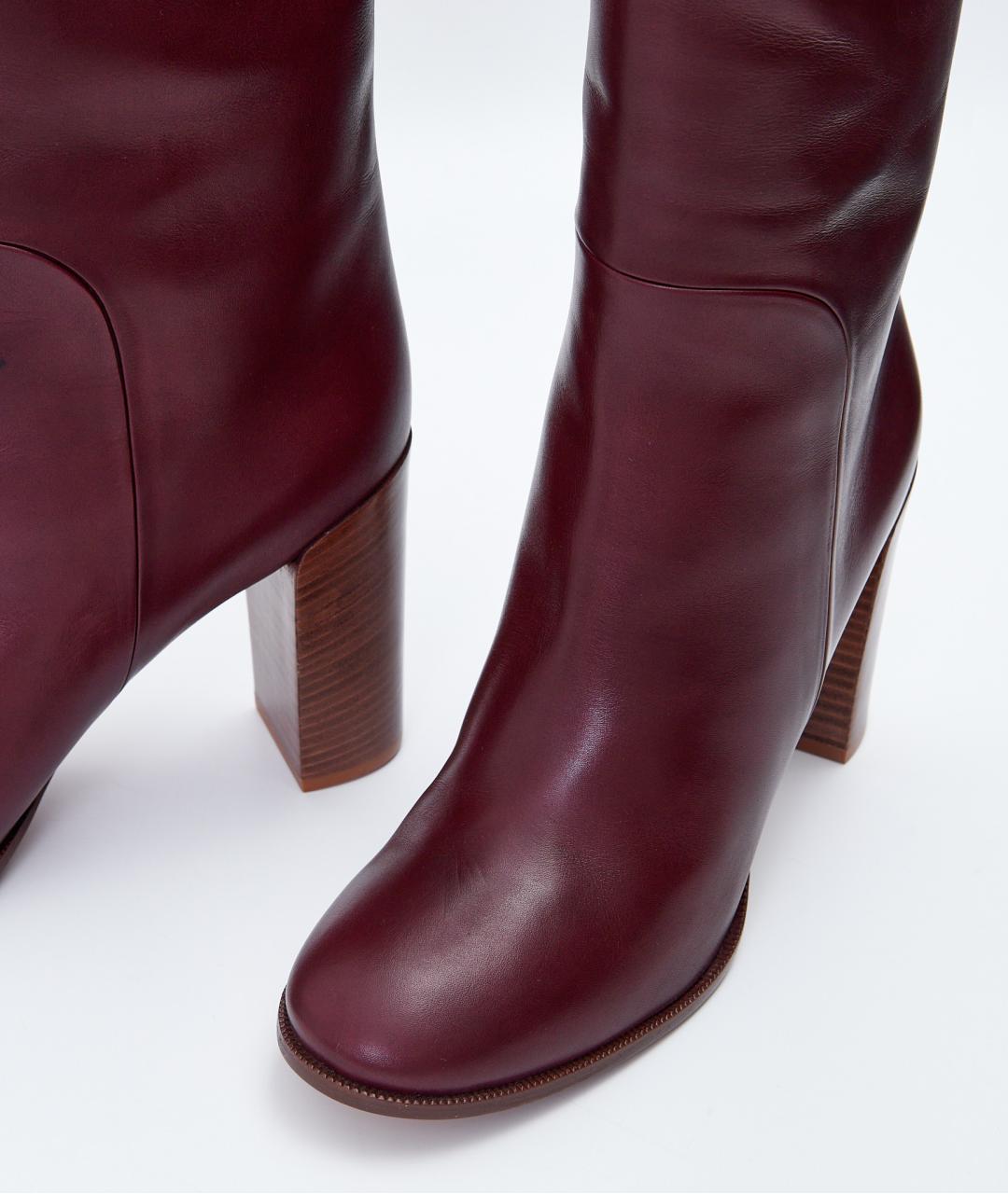 CELINE Бордовые кожаные сапоги, фото 5