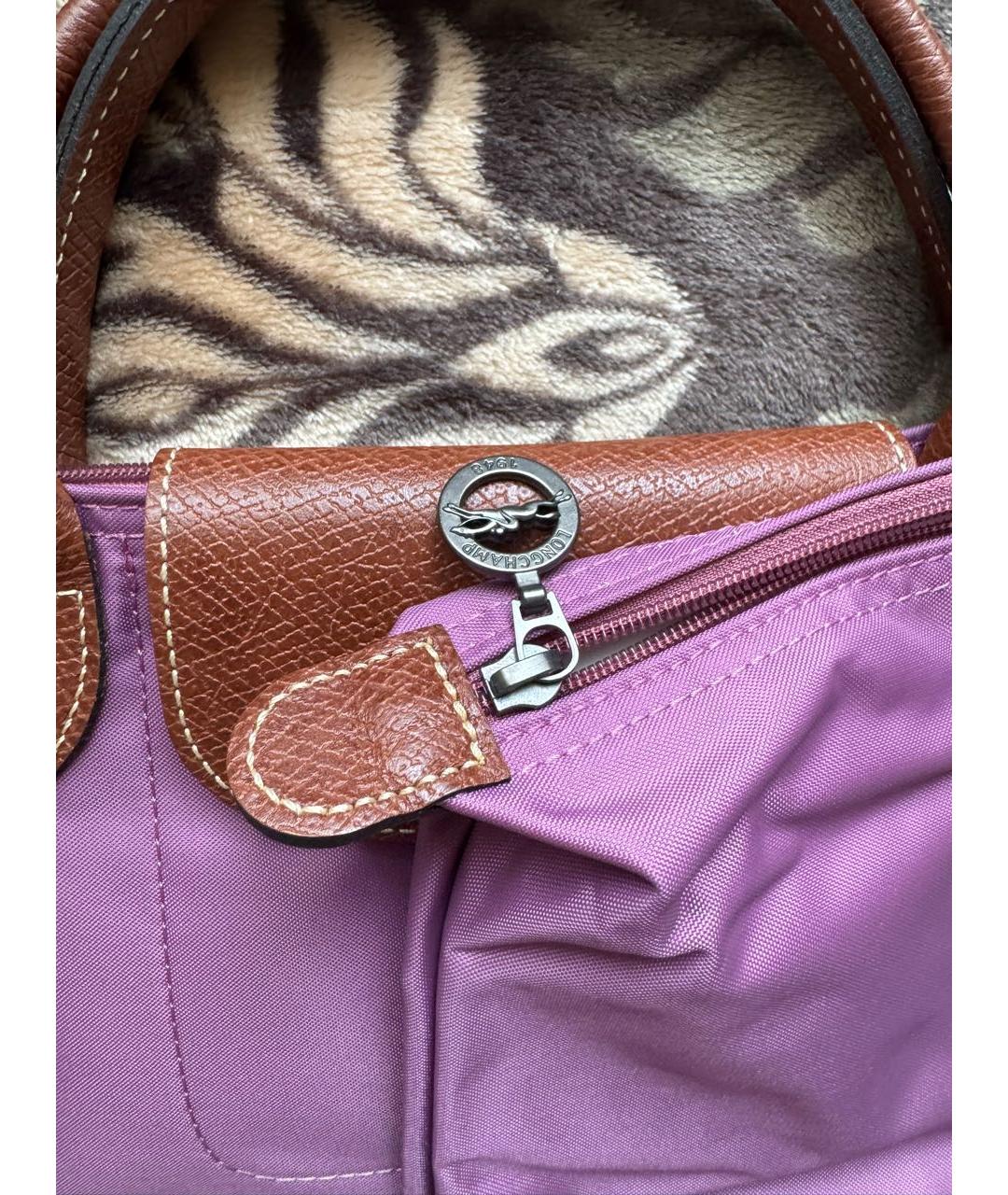 LONGCHAMP Фиолетовая синтетическая сумка с короткими ручками, фото 4
