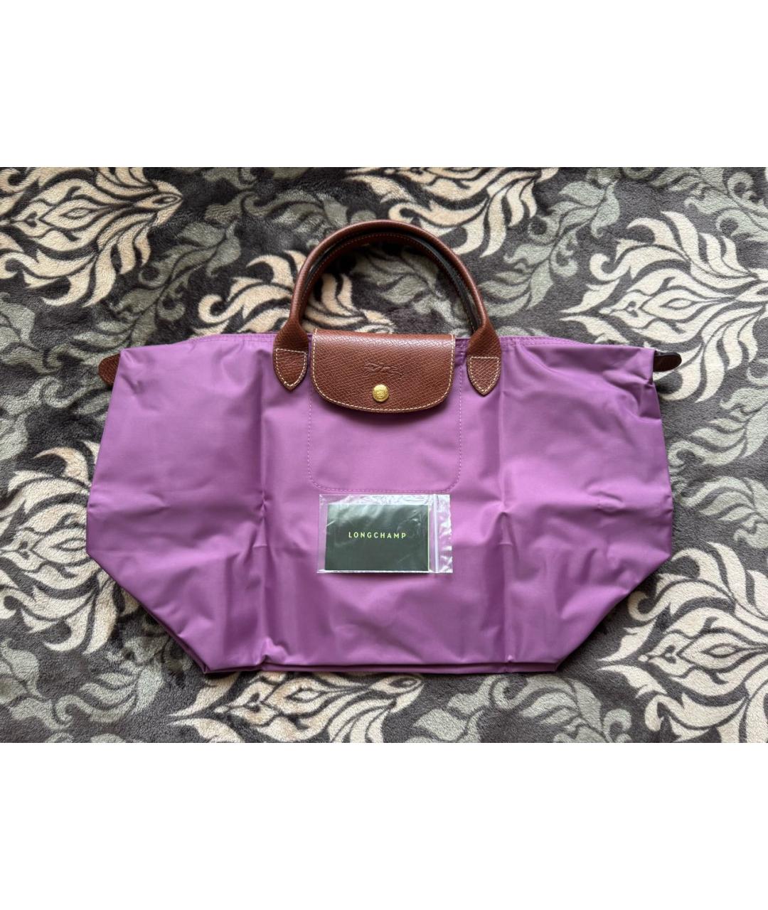 LONGCHAMP Фиолетовая синтетическая сумка с короткими ручками, фото 5
