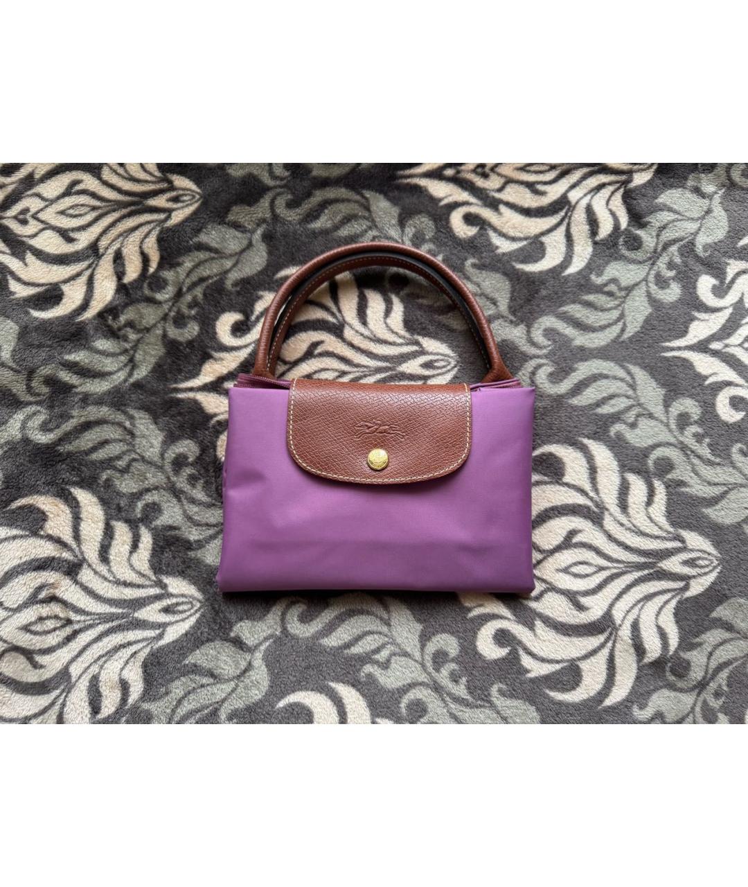 LONGCHAMP Фиолетовая синтетическая сумка с короткими ручками, фото 7