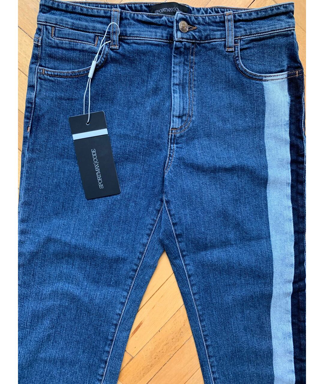 SPORTMAX Синие хлопковые джинсы слим, фото 3