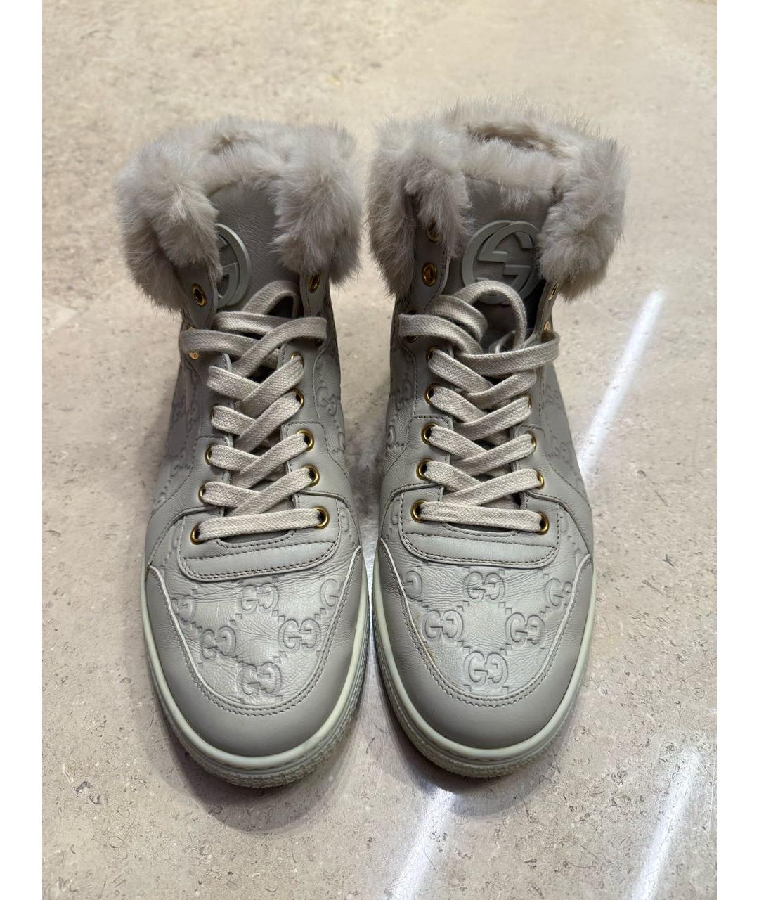 GUCCI Бежевые кожаные кеды, фото 2