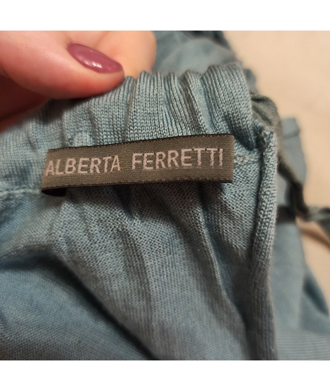 ALBERTA FERRETTI Бирюзовый шерстяной джемпер / свитер, фото 4