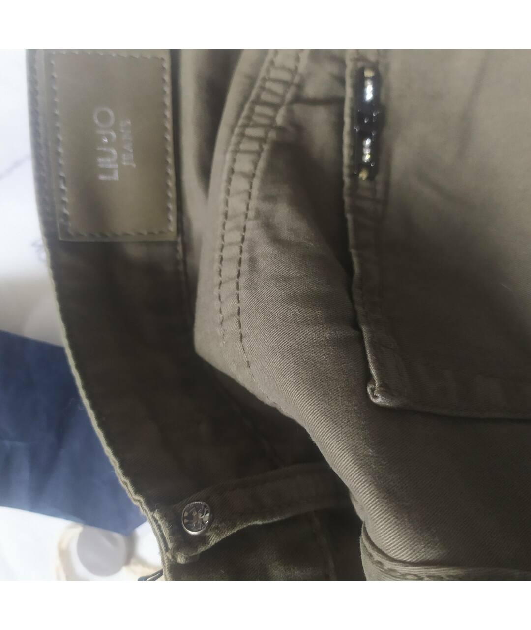 LIU JO Хаки хлопко-эластановые брюки узкие, фото 5