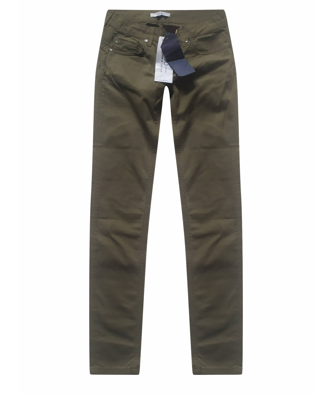 LIU JO Хаки хлопко-эластановые брюки узкие, фото 1