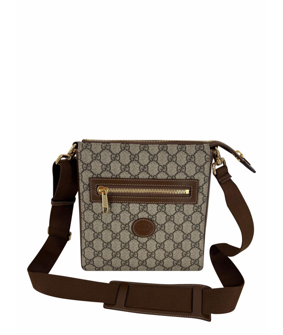 GUCCI Бежевая кожаная сумка через плечо, фото 1