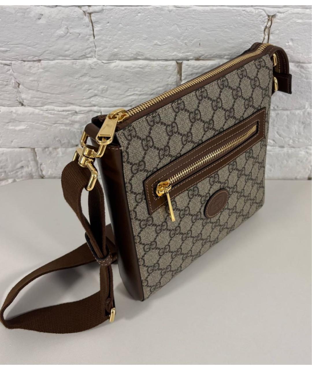 GUCCI Бежевая кожаная сумка через плечо, фото 2
