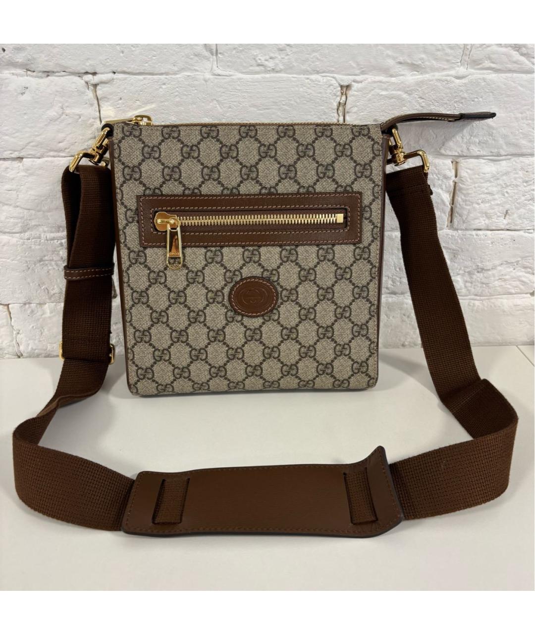 GUCCI Бежевая кожаная сумка через плечо, фото 5