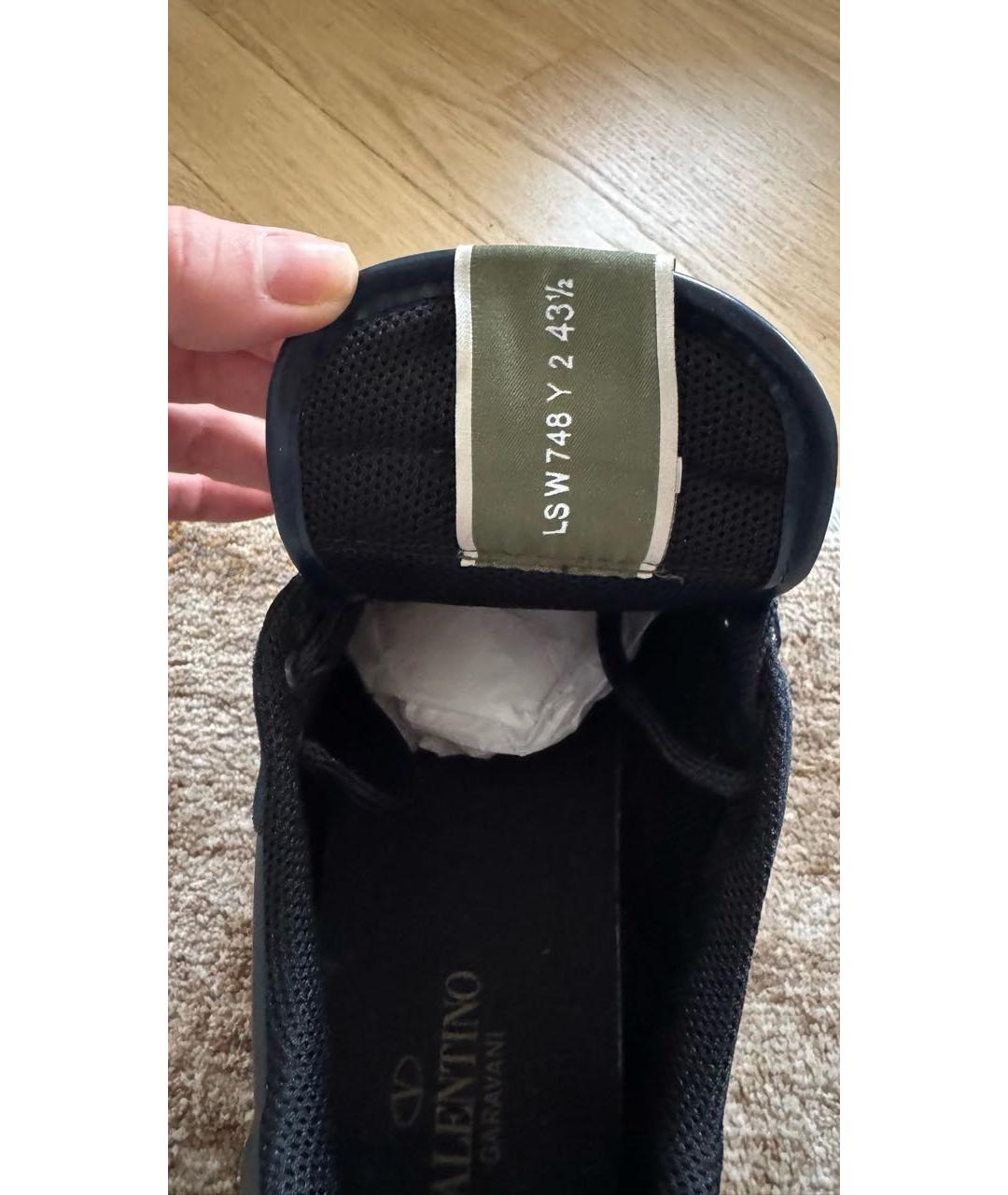 VALENTINO Темно-синие кожаные низкие кроссовки / кеды, фото 5