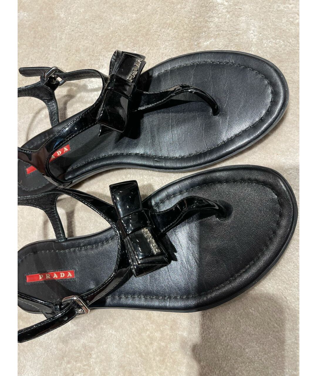 PRADA Черные сандалии из лакированной кожи, фото 6