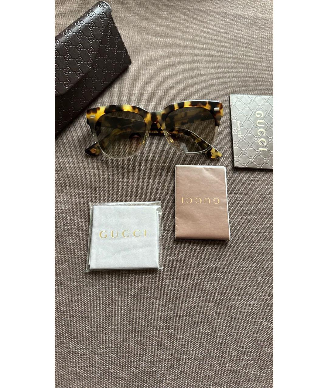 GUCCI Коричневые пластиковые солнцезащитные очки, фото 7